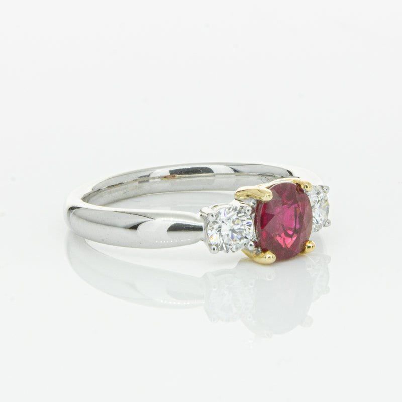 18ct White Gold 1.02ct Ruby & Diamond Ring-Ring-Walker & Hall
