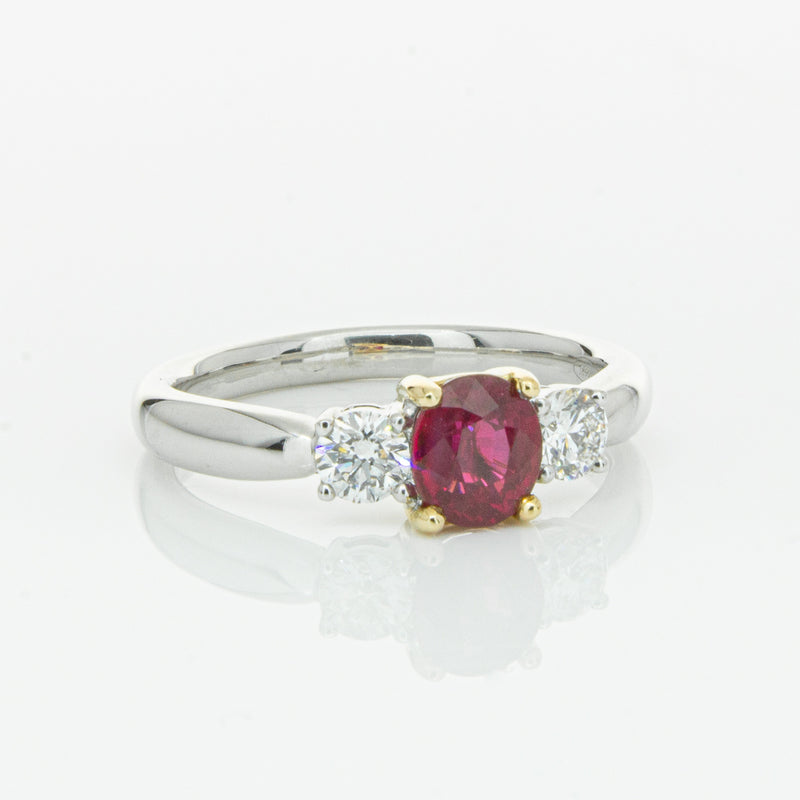 18ct White Gold 1.02ct Ruby & Diamond Ring-Ring-Walker & Hall