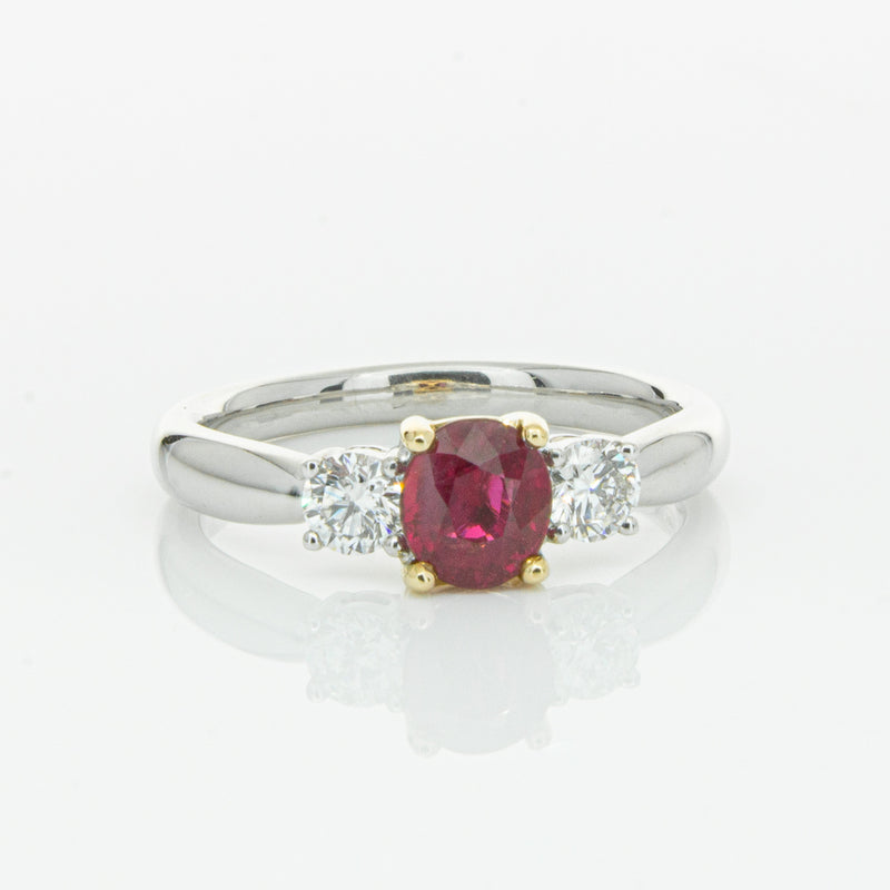 18ct White Gold 1.02ct Ruby & Diamond Ring-Ring-Walker & Hall