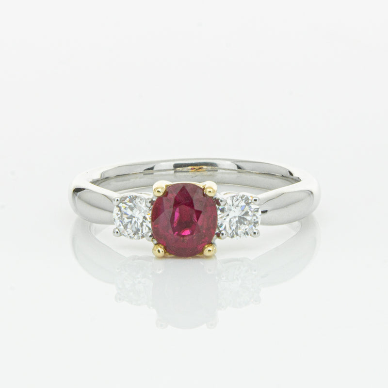 18ct White Gold 1.02ct Ruby & Diamond Ring-Ring-Walker & Hall