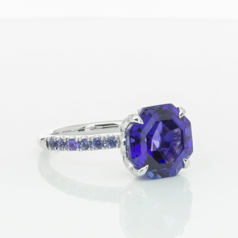 18ct White Gold Tanzanite Octavus Ring-Ring-Walker & Hall