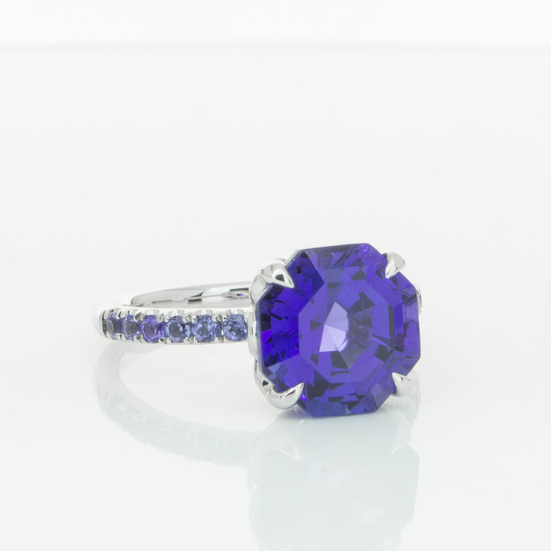 18ct White Gold Tanzanite Octavus Ring-Ring-Walker & Hall