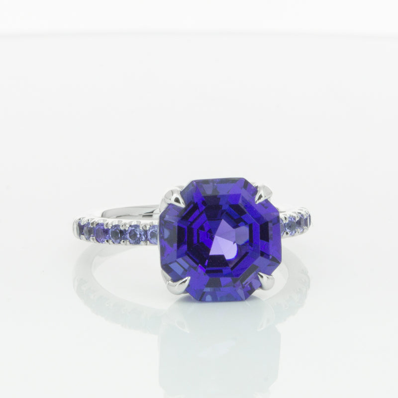 18ct White Gold Tanzanite Octavus Ring-Ring-Walker & Hall