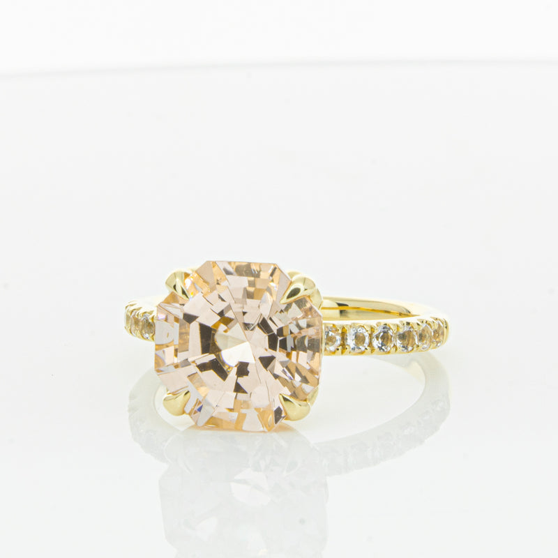 18ct Yellow Gold Morganite Octavus Ring-Ring-Walker & Hall