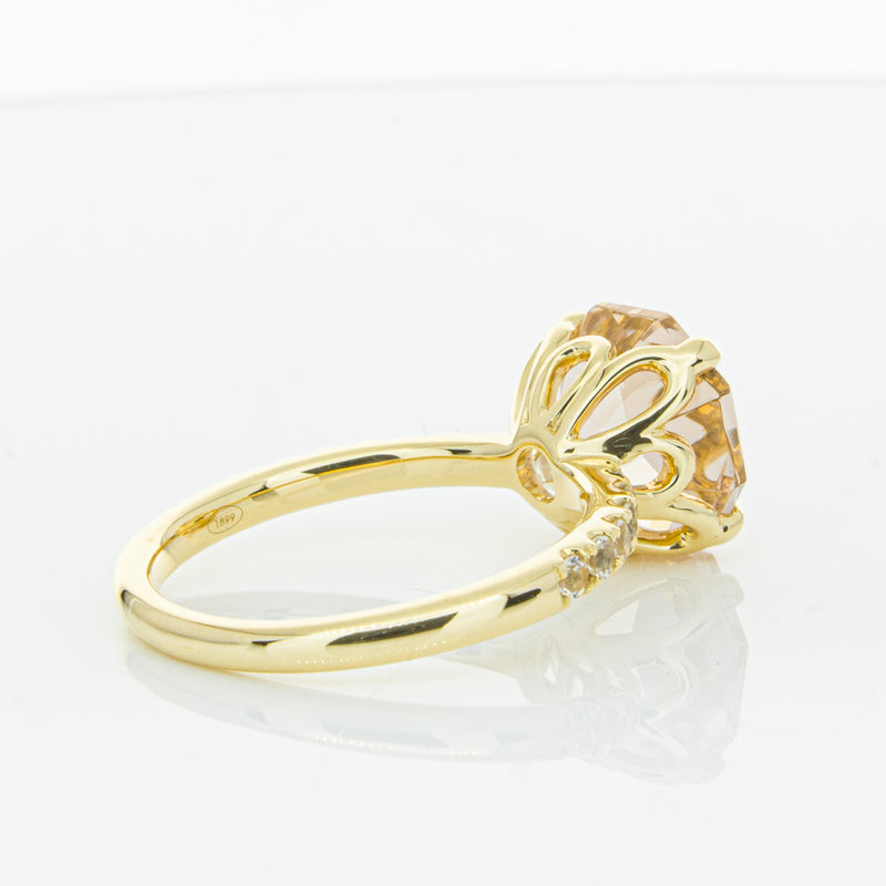 18ct Yellow Gold Morganite Octavus Ring-Ring-Walker & Hall