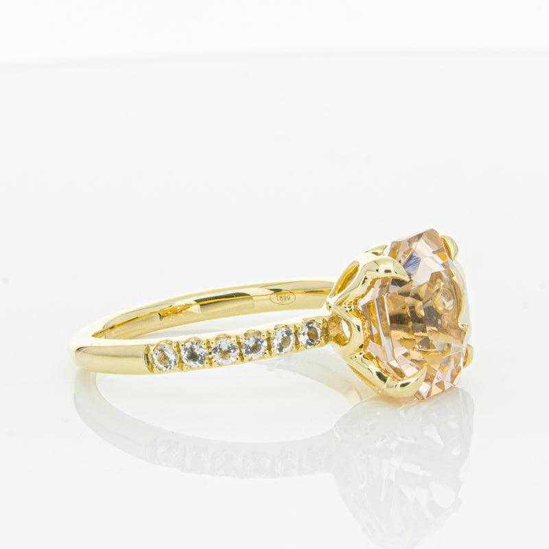 18ct Yellow Gold Morganite Octavus Ring-Ring-Walker & Hall