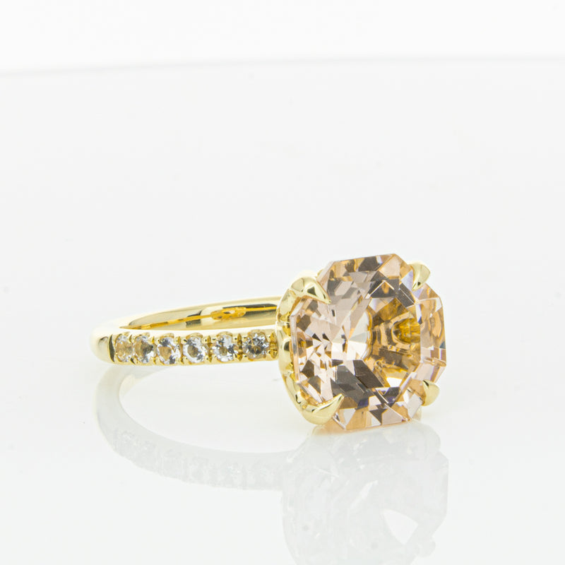 18ct Yellow Gold Morganite Octavus Ring-Ring-Walker & Hall