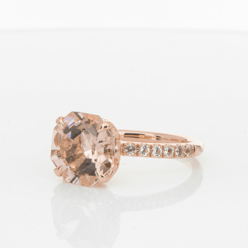 18ct Rose Gold Morganite Octavus Ring-Ring-Walker & Hall