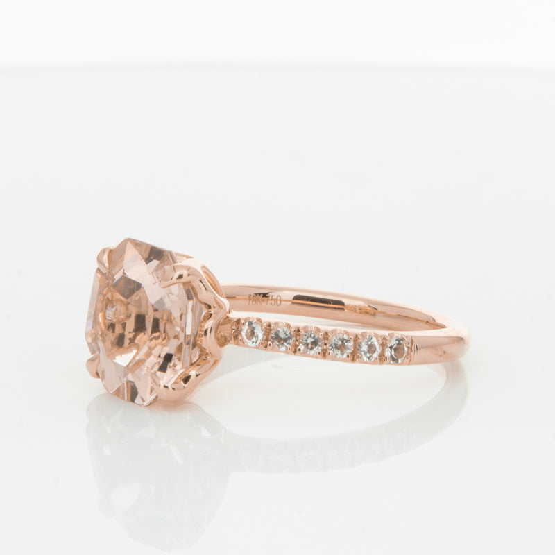 18ct Rose Gold Morganite Octavus Ring-Ring-Walker & Hall