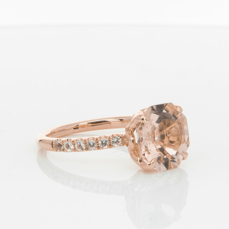 18ct Rose Gold Morganite Octavus Ring-Ring-Walker & Hall