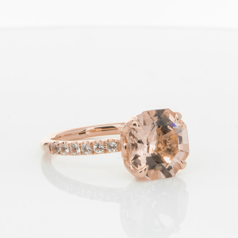 18ct Rose Gold Morganite Octavus Ring-Ring-Walker & Hall