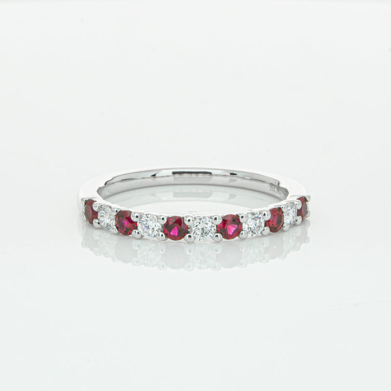 18ct White Gold Ruby & Diamond Panorama Band-Ring-Walker & Hall