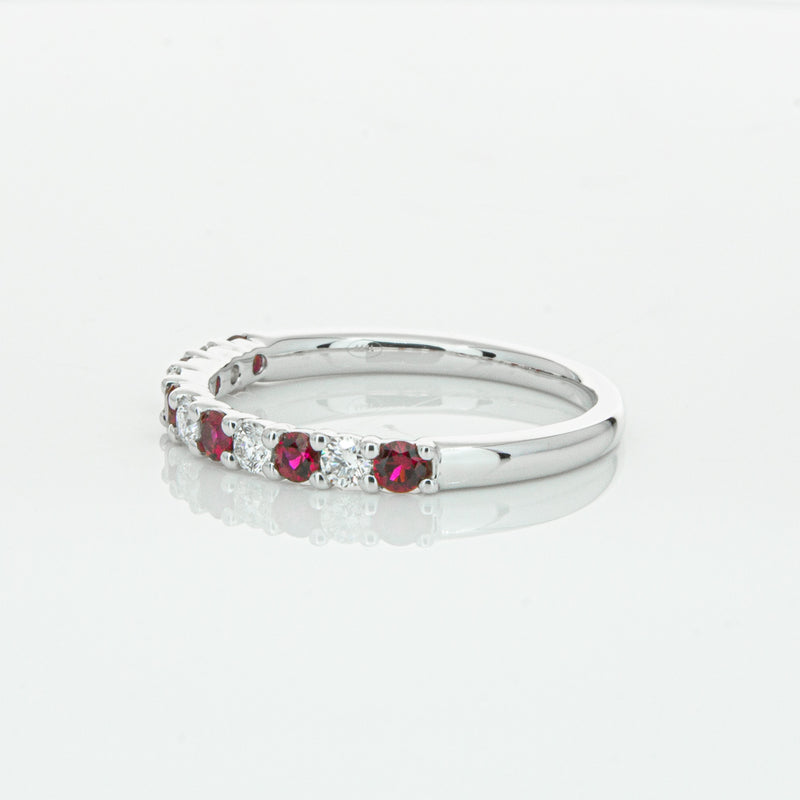 18ct White Gold Ruby & Diamond Panorama Band-Ring-Walker & Hall