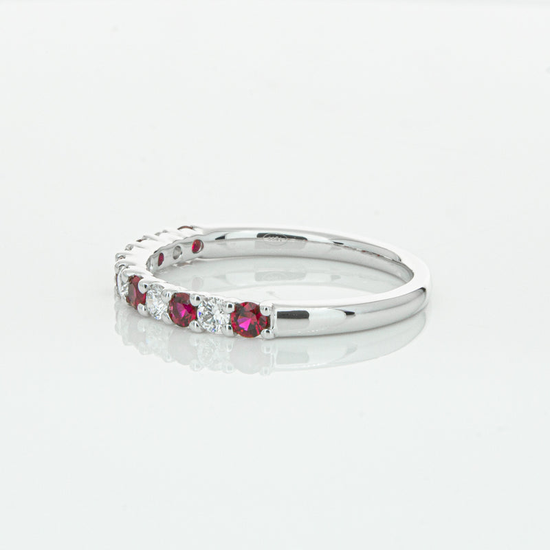 18ct White Gold Ruby & Diamond Panorama Band-Ring-Walker & Hall