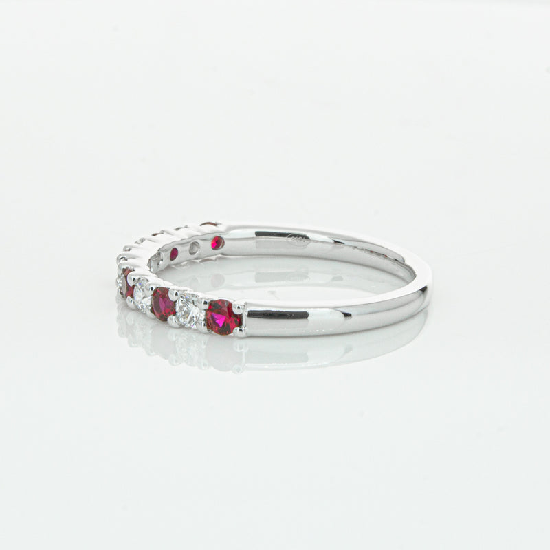 18ct White Gold Ruby & Diamond Panorama Band-Ring-Walker & Hall