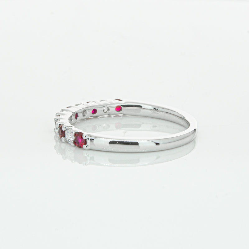 18ct White Gold Ruby & Diamond Panorama Band-Ring-Walker & Hall