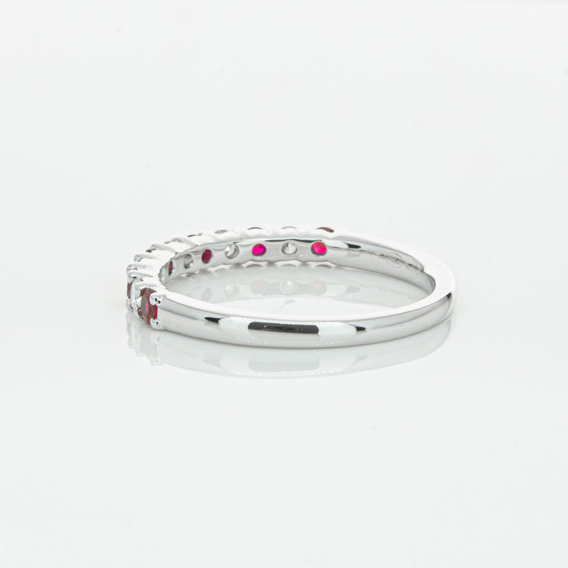 18ct White Gold Ruby & Diamond Panorama Band-Ring-Walker & Hall
