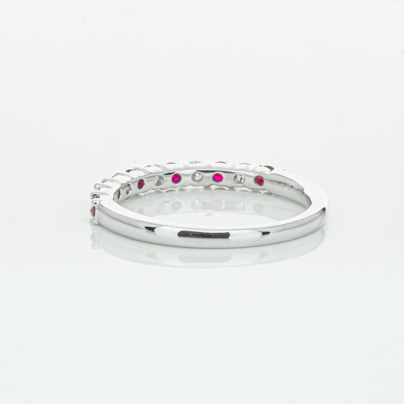 18ct White Gold Ruby & Diamond Panorama Band-Ring-Walker & Hall