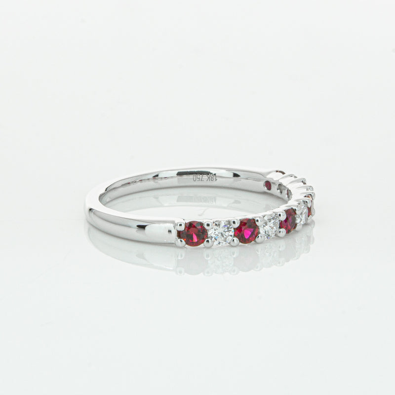 18ct White Gold Ruby & Diamond Panorama Band-Ring-Walker & Hall