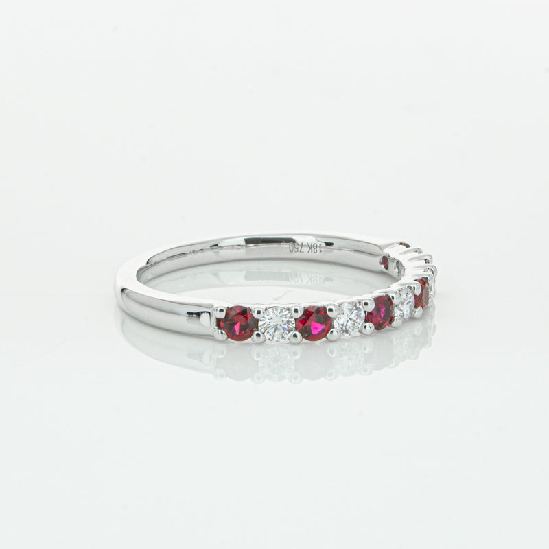 18ct White Gold Ruby & Diamond Panorama Band-Ring-Walker & Hall