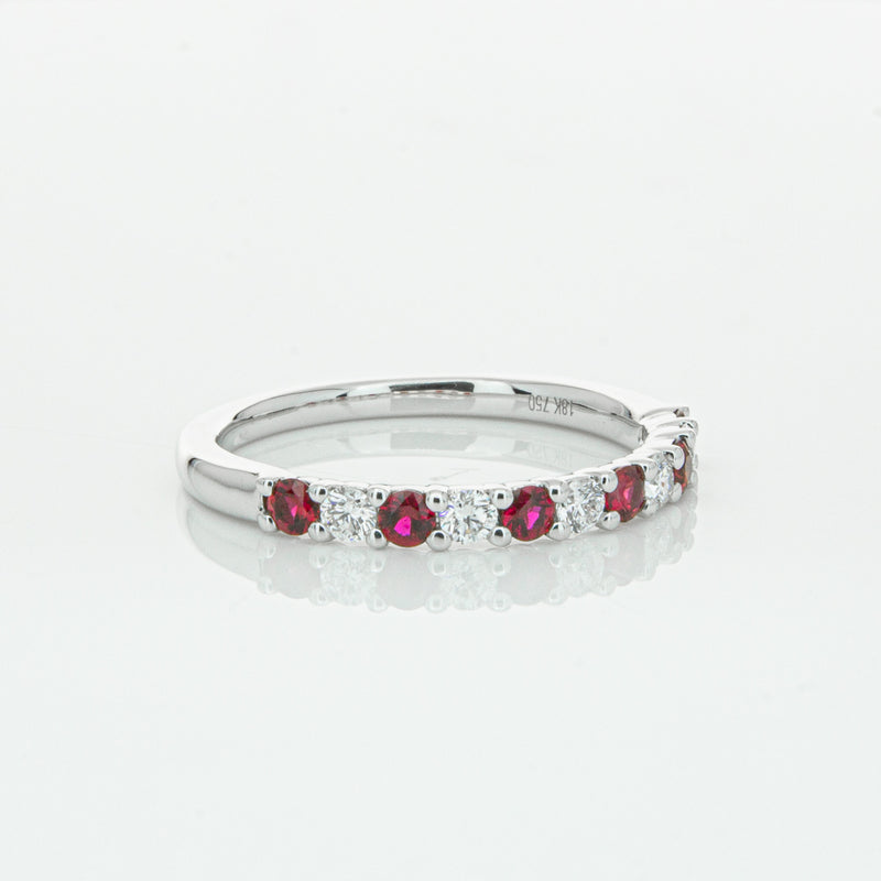 18ct White Gold Ruby & Diamond Panorama Band-Ring-Walker & Hall