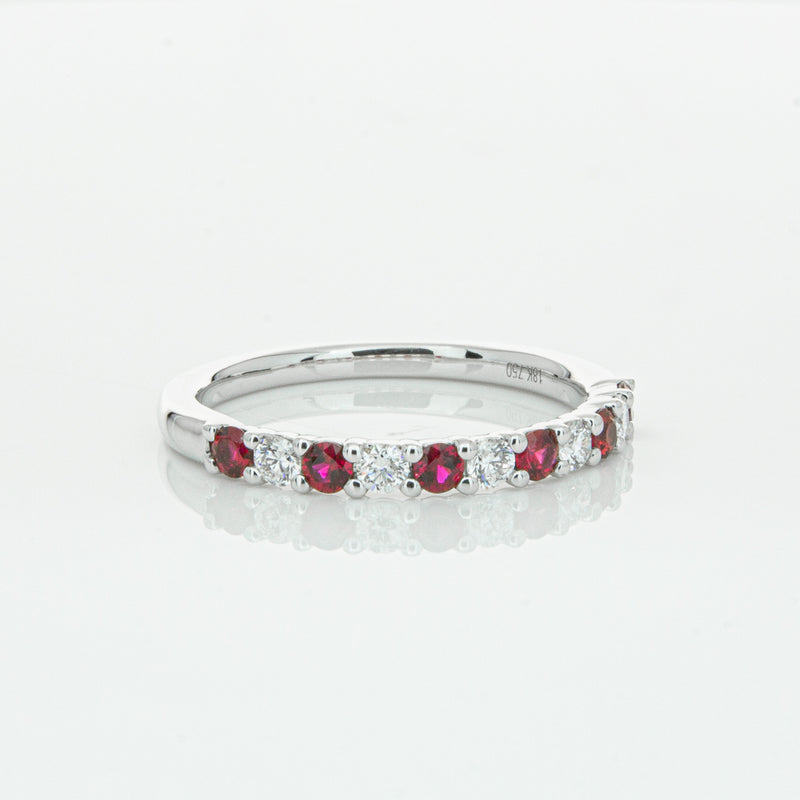 18ct White Gold Ruby & Diamond Panorama Band-Ring-Walker & Hall