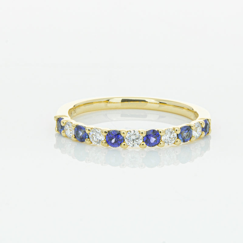 18ct Yellow Gold Sapphire & Diamond Panorama Band-Ring-Walker & Hall