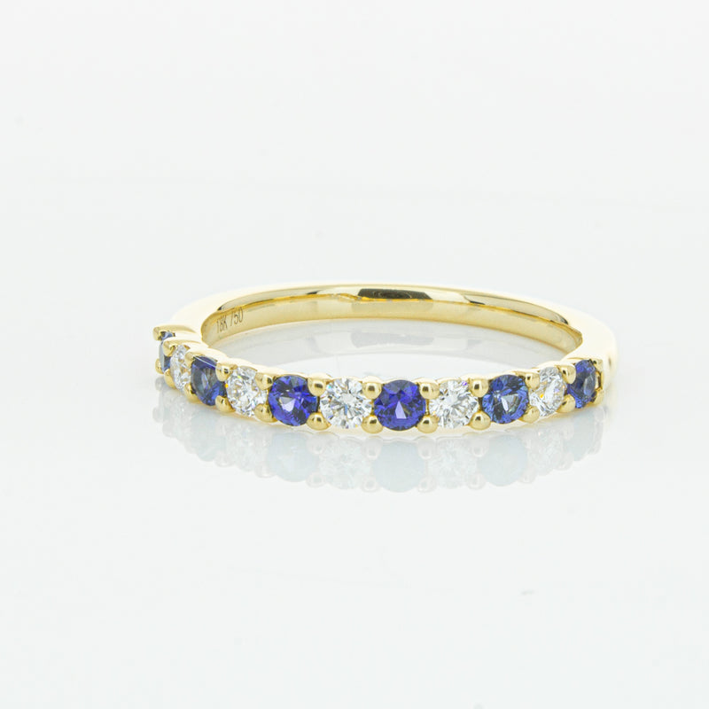 18ct Yellow Gold Sapphire & Diamond Panorama Band-Ring-Walker & Hall