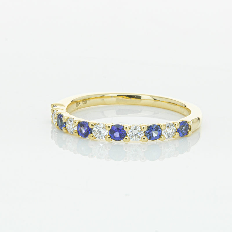 18ct Yellow Gold Sapphire & Diamond Panorama Band-Ring-Walker & Hall