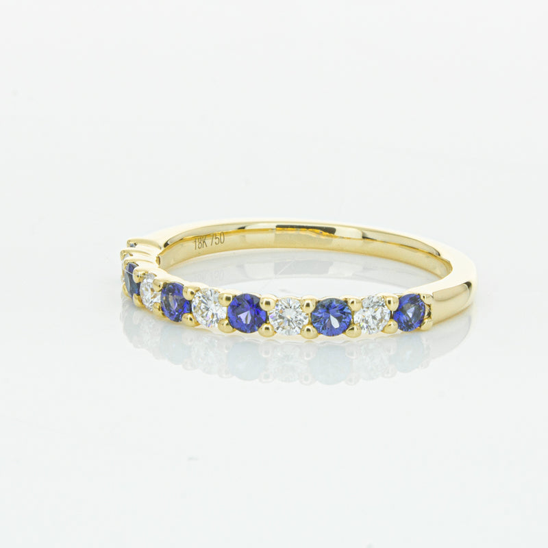 18ct Yellow Gold Sapphire & Diamond Panorama Band-Ring-Walker & Hall
