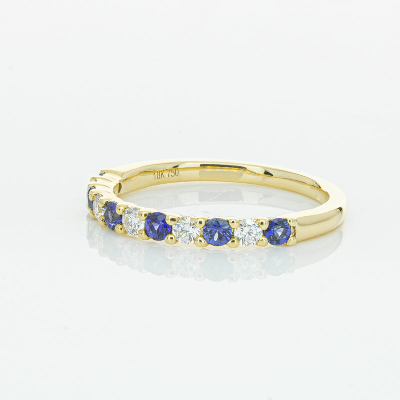 18ct Yellow Gold Sapphire & Diamond Panorama Band-Ring-Walker & Hall