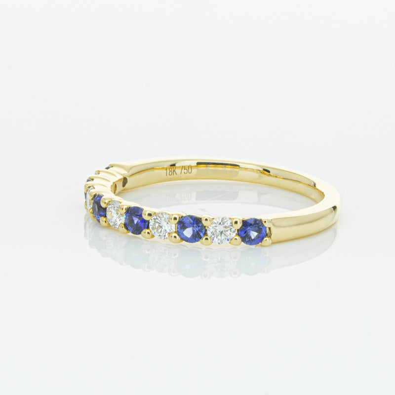 18ct Yellow Gold Sapphire & Diamond Panorama Band-Ring-Walker & Hall