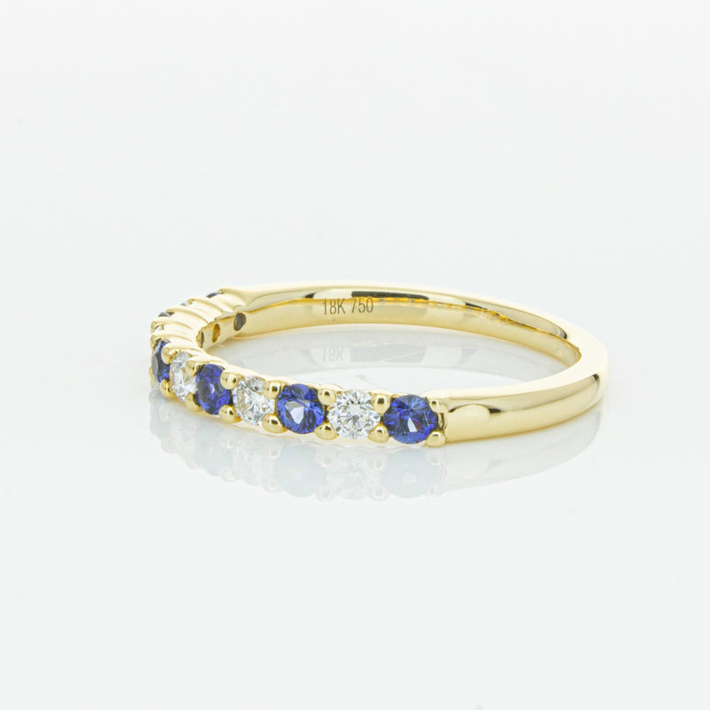 18ct Yellow Gold Sapphire & Diamond Panorama Band-Ring-Walker & Hall