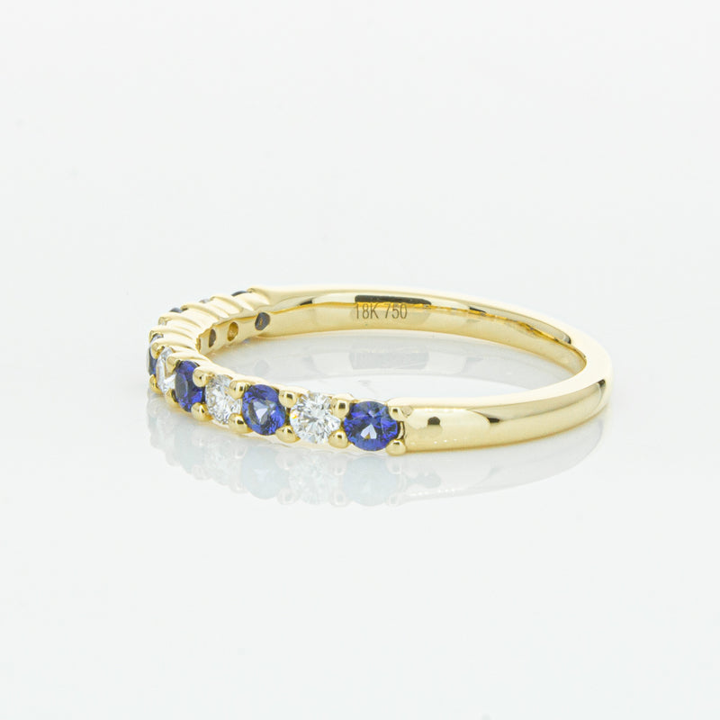 18ct Yellow Gold Sapphire & Diamond Panorama Band-Ring-Walker & Hall