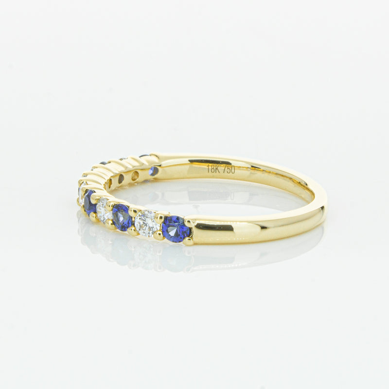 18ct Yellow Gold Sapphire & Diamond Panorama Band-Ring-Walker & Hall