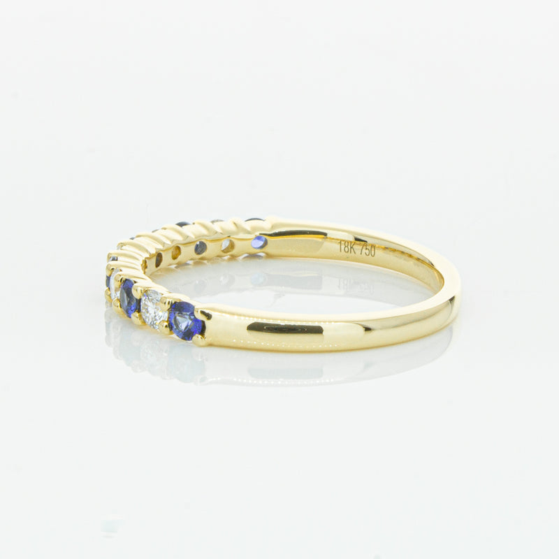 18ct Yellow Gold Sapphire & Diamond Panorama Band-Ring-Walker & Hall