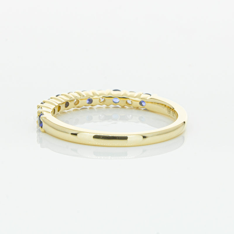 18ct Yellow Gold Sapphire & Diamond Panorama Band-Ring-Walker & Hall