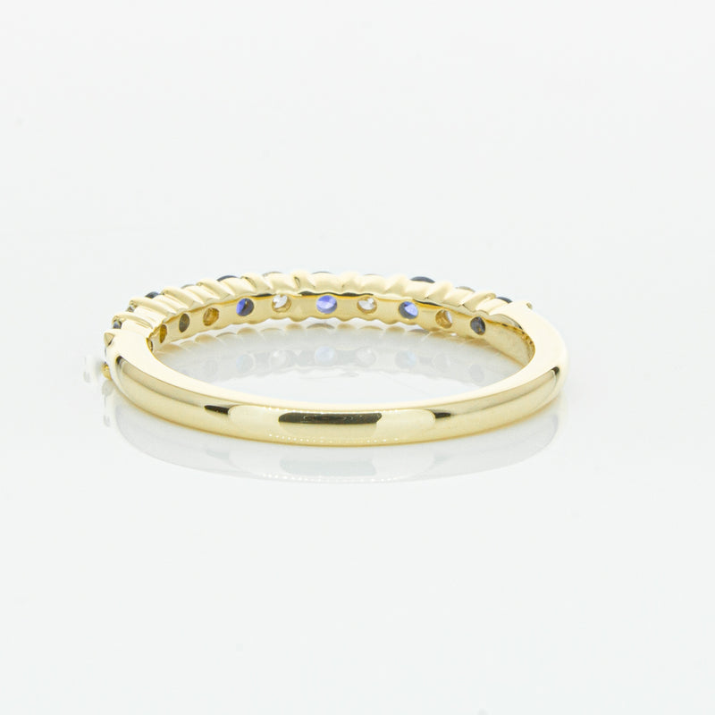 18ct Yellow Gold Sapphire & Diamond Panorama Band-Ring-Walker & Hall