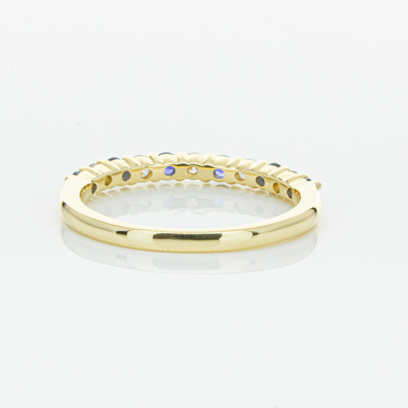 18ct Yellow Gold Sapphire & Diamond Panorama Band-Ring-Walker & Hall