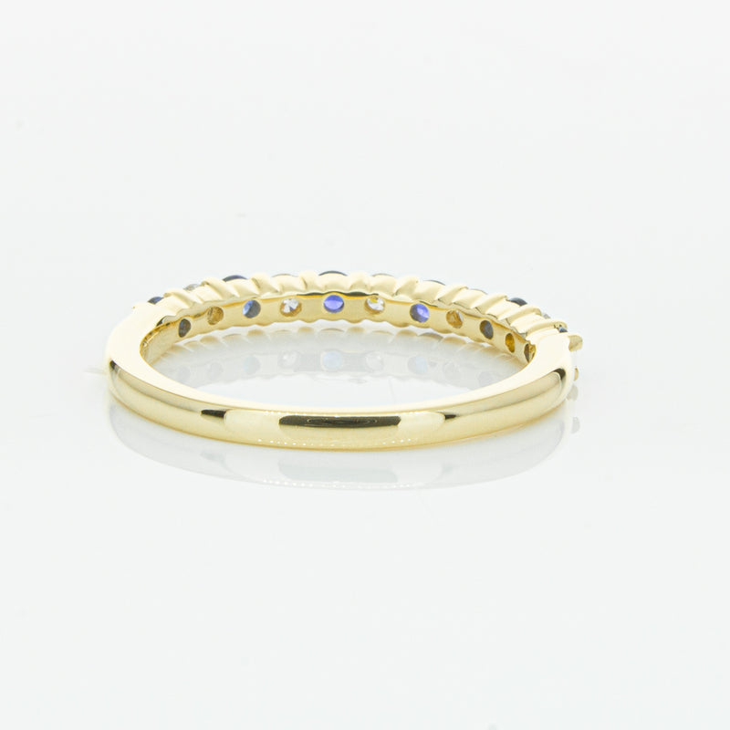 18ct Yellow Gold Sapphire & Diamond Panorama Band-Ring-Walker & Hall