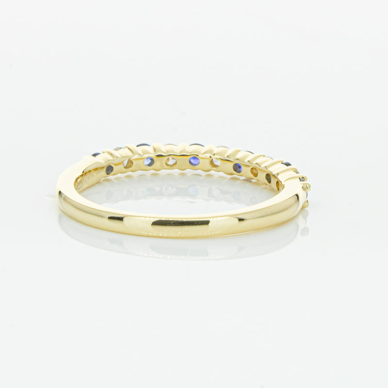 18ct Yellow Gold Sapphire & Diamond Panorama Band-Ring-Walker & Hall