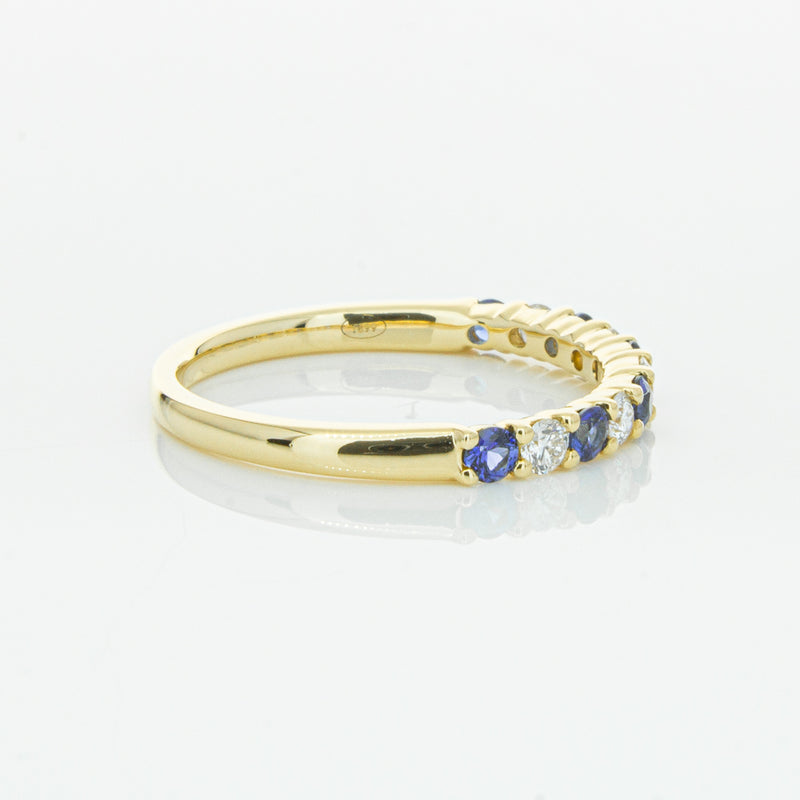 18ct Yellow Gold Sapphire & Diamond Panorama Band-Ring-Walker & Hall