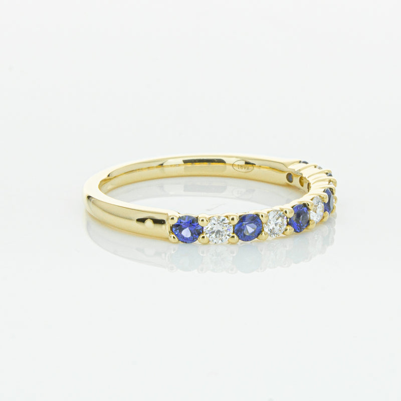 18ct Yellow Gold Sapphire & Diamond Panorama Band-Ring-Walker & Hall
