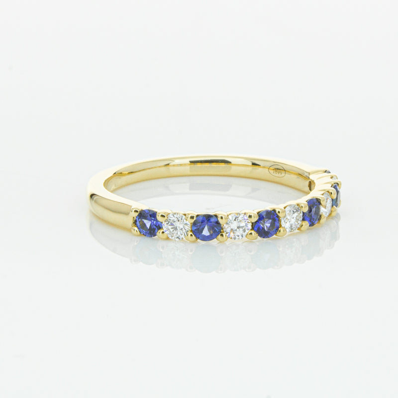 18ct Yellow Gold Sapphire & Diamond Panorama Band-Ring-Walker & Hall