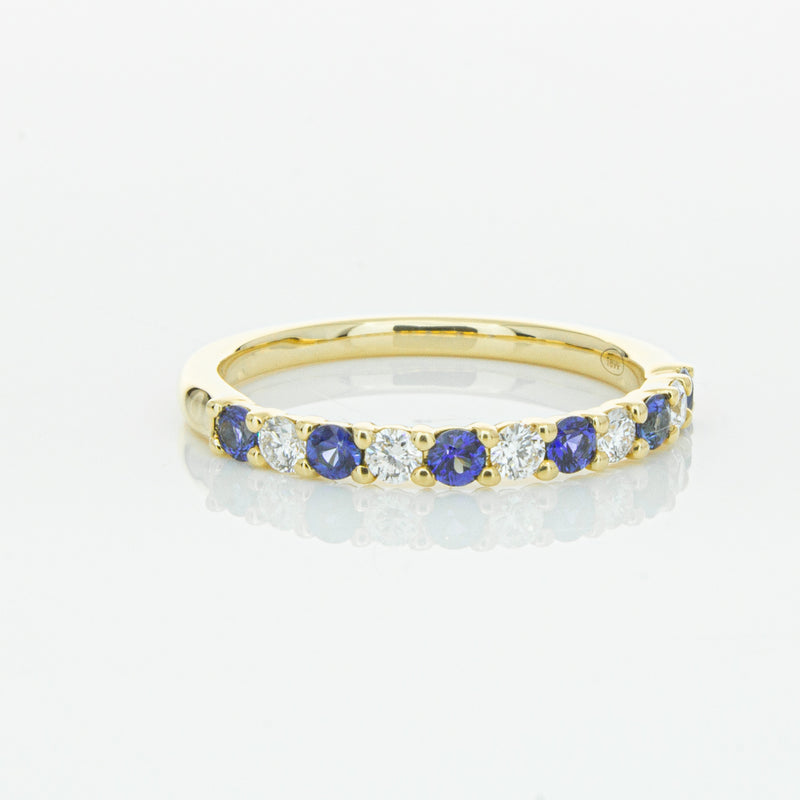 18ct Yellow Gold Sapphire & Diamond Panorama Band-Ring-Walker & Hall