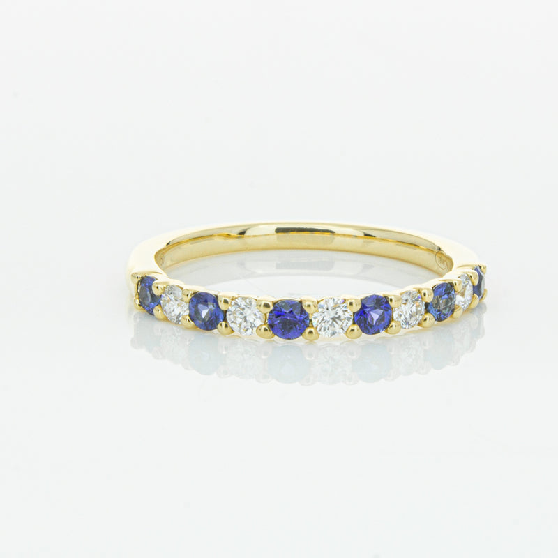 18ct Yellow Gold Sapphire & Diamond Panorama Band-Ring-Walker & Hall