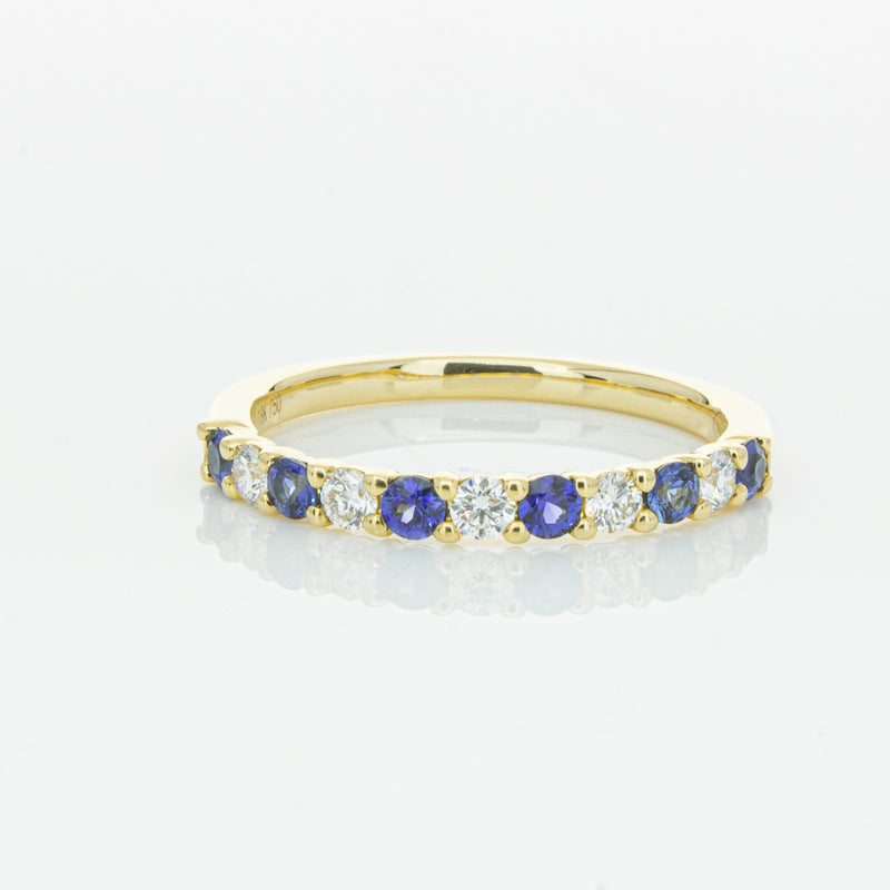 18ct Yellow Gold Sapphire & Diamond Panorama Band-Ring-Walker & Hall