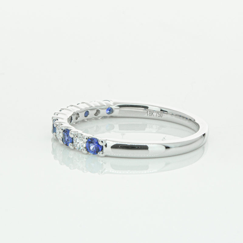 18ct White Gold Sapphire & Diamond Panorama Band-Ring-Walker & Hall