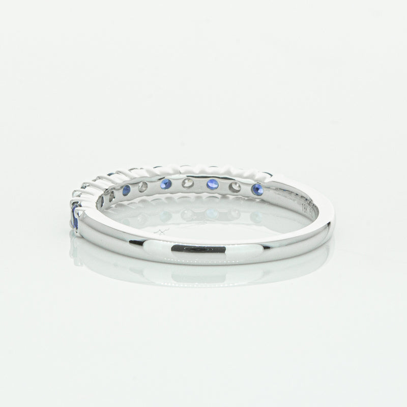 18ct White Gold Sapphire & Diamond Panorama Band-Ring-Walker & Hall