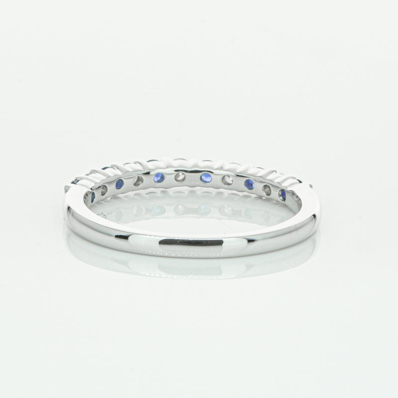 18ct White Gold Sapphire & Diamond Panorama Band-Ring-Walker & Hall